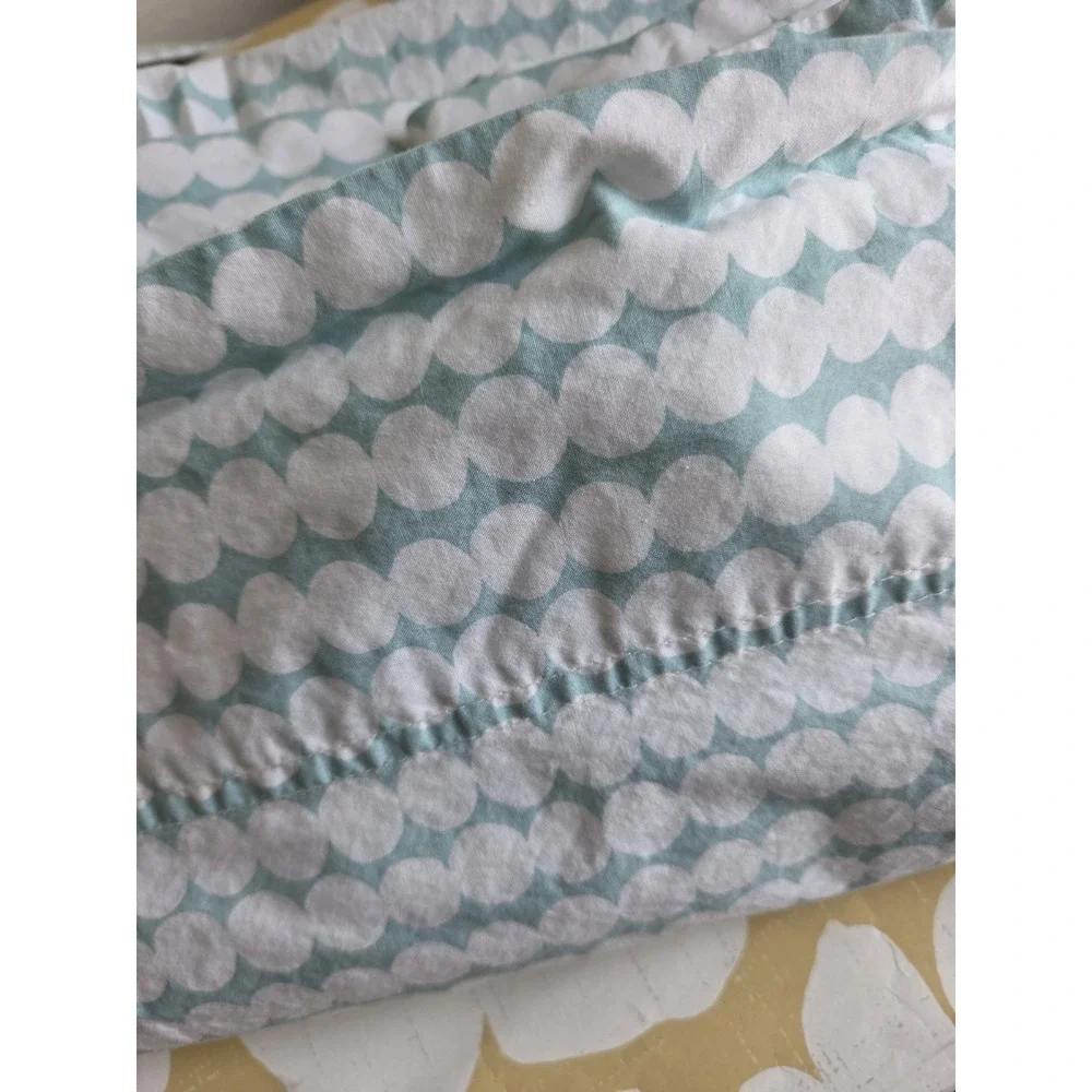 Marimekko King Flat Sheet & 2 King Pillowcases Green White Dot Modern